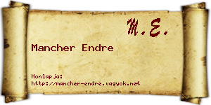 Mancher Endre névjegykártya